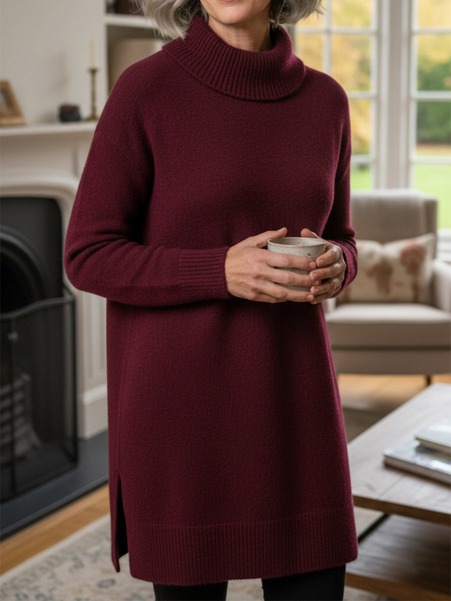 New Arrivals🔥 Women's Elegant Cowl Neck Soft Knit Long Sleeve Tunic Top - Relaxed Fit Fall Winter Pullover