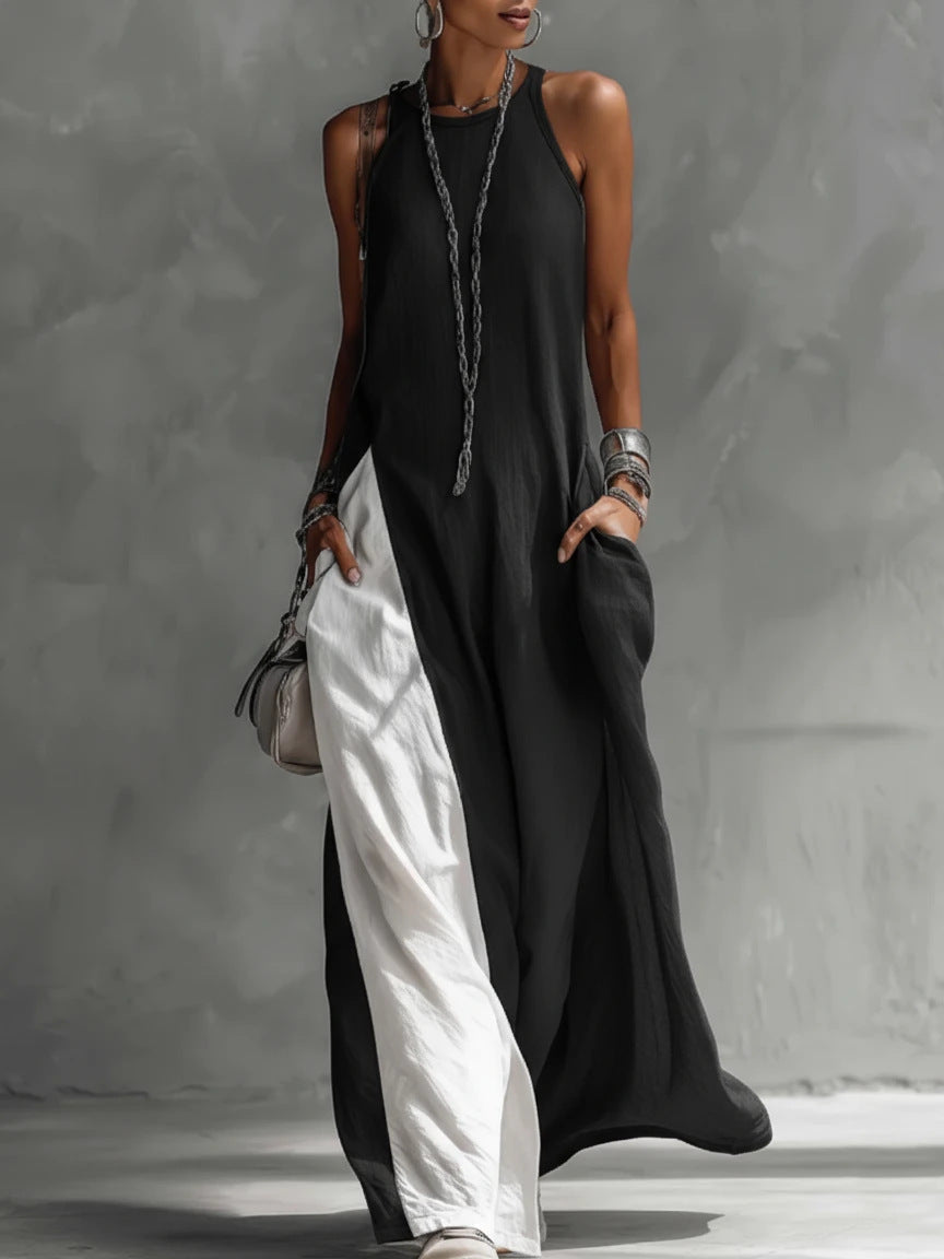 💕💕Women's Sleeveless Off-Shoulder Loose Maxi Dress with Pockets