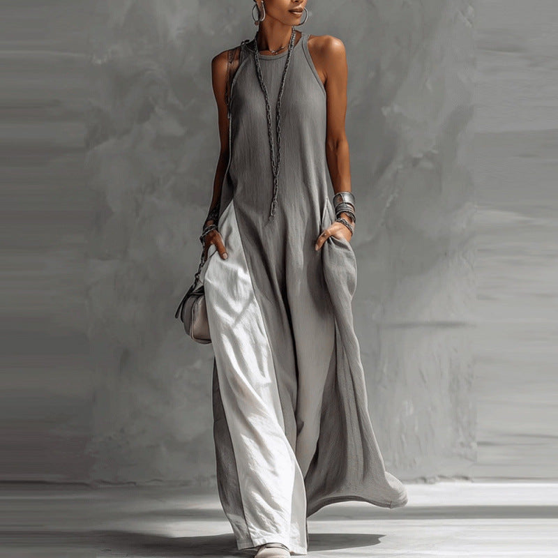 💕💕Women's Sleeveless Off-Shoulder Loose Maxi Dress with Pockets