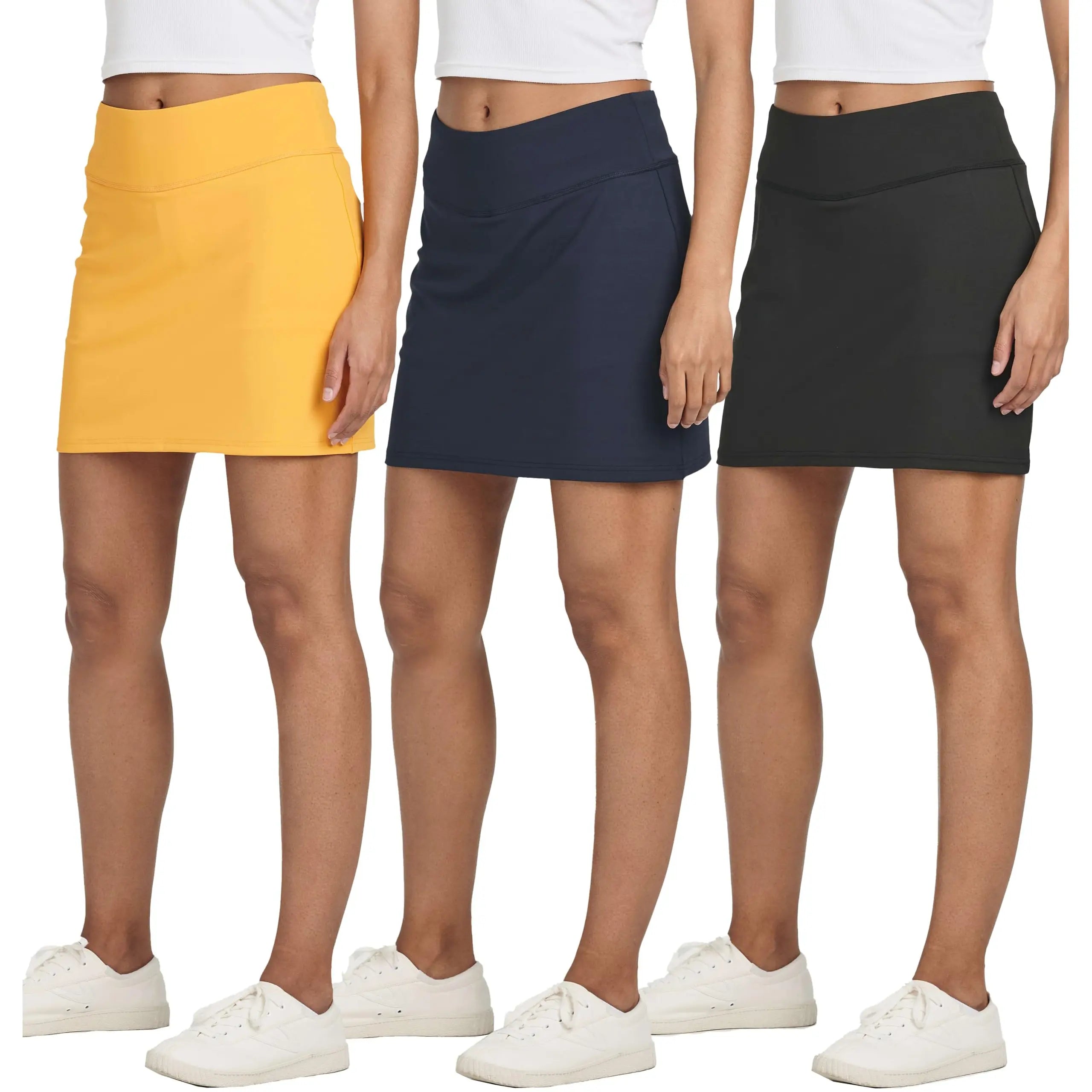 💝💝Real Essentials 3 Pack: Women's 16" Active Skort Skirt Pockets - Running Tennis Golf Gym (Available in Plus)