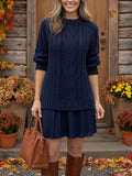 NEW🔥 Round Neck Ribbed Wool Knit Dress