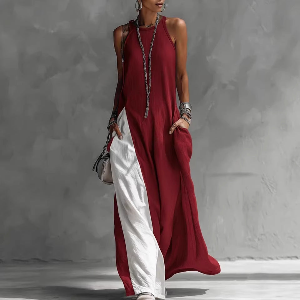 💕💕Women's Sleeveless Off-Shoulder Loose Maxi Dress with Pockets