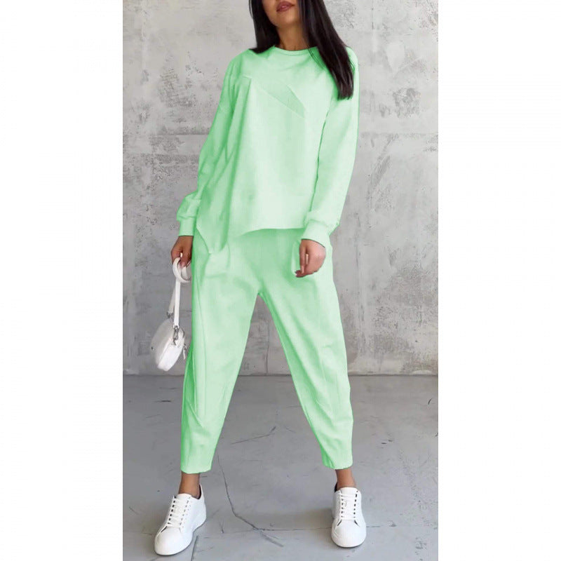 ⏰ Now only 50% off!🔥Women Long-Sleeve Irregular Hem Sweatshirts & Pants Set