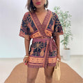 Sale 🎉 Seashell Print V-Neck Wrap Romper   Mermaidcore Vacation Wear 🌴