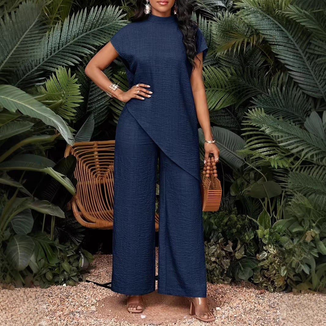 🌷Asymmetrical Sleeveless Top & Pants Set – Women’s Two-Piece