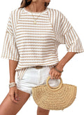 💕💕Womens Summer Tops Oversized Tshirts for Women Striped Color Block Short Sleeve T Shirts Crewneck Casual Tee Blouses