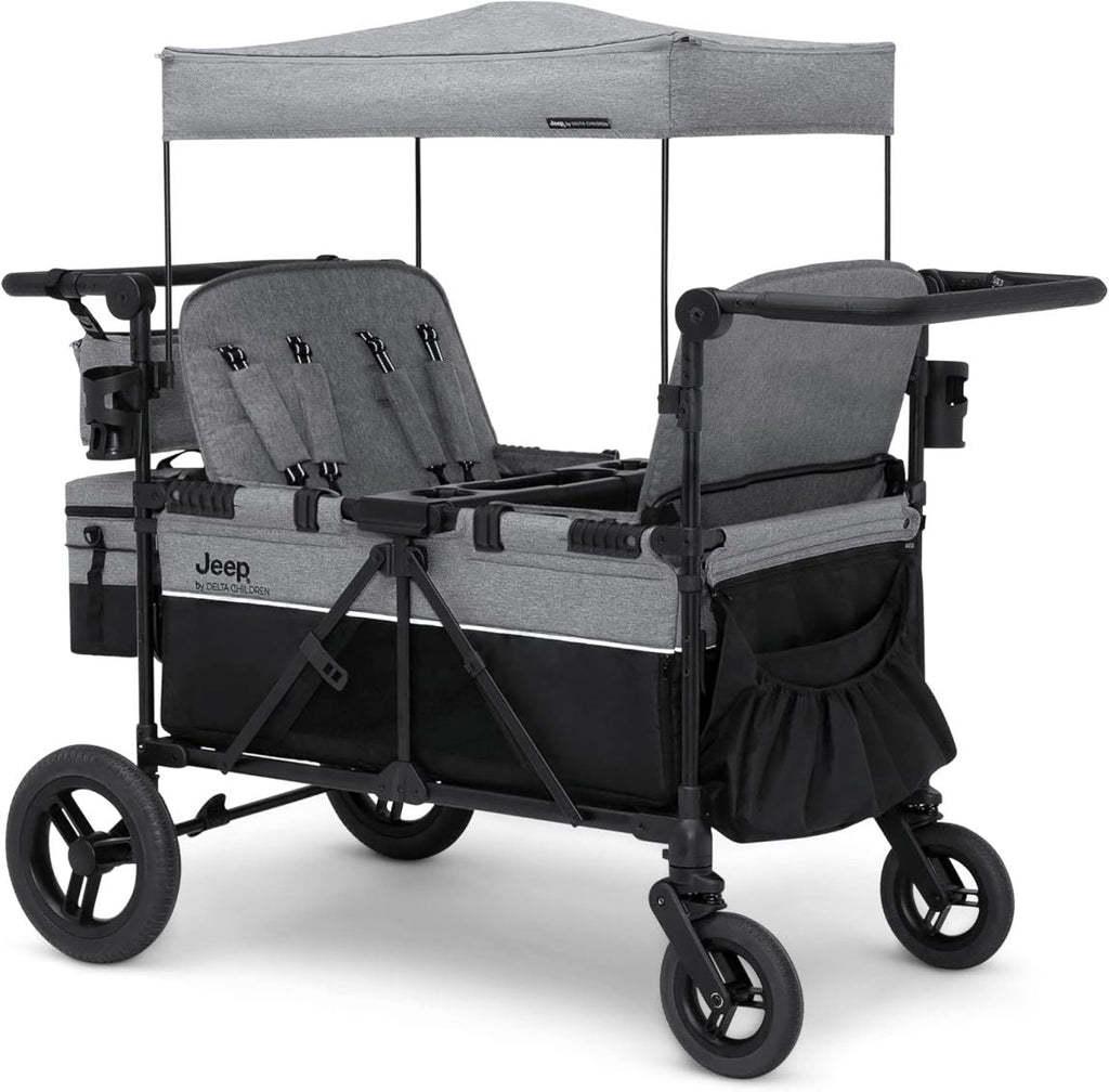 🎉High-end four-wheeled stroller with an adjustable push handle, removable sun canopy, and a fully flat folding feature（🎁Special Sale—Free Shipping）