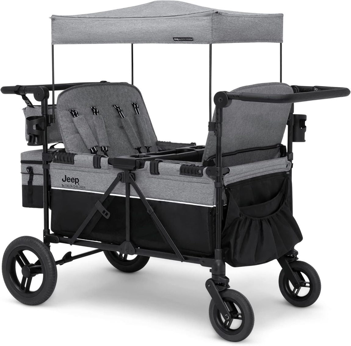 🎉High-end four-wheeled stroller with an adjustable push handle, removable sun canopy, and a fully flat folding feature（🎁Special Sale—Free Shipping）