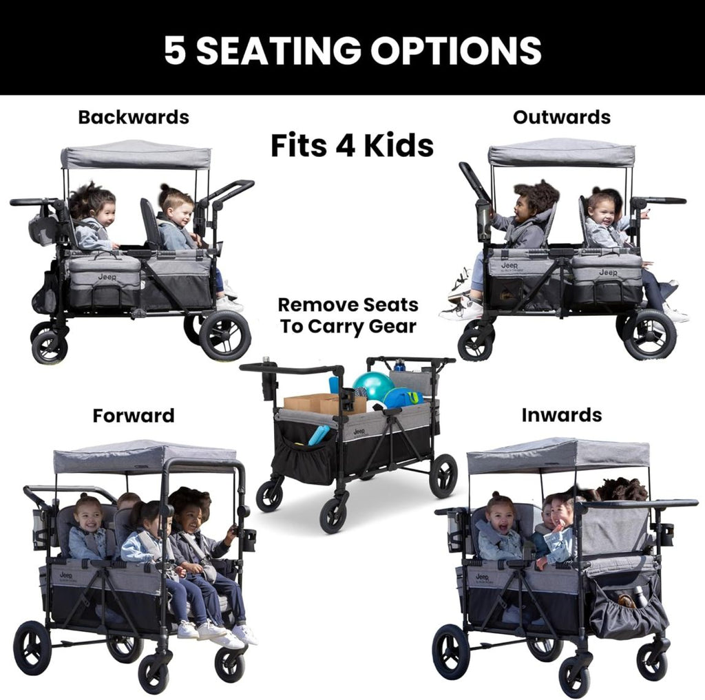 🎉High-end four-wheeled stroller with an adjustable push handle, removable sun canopy, and a fully flat folding feature（🎁Special Sale—Free Shipping）