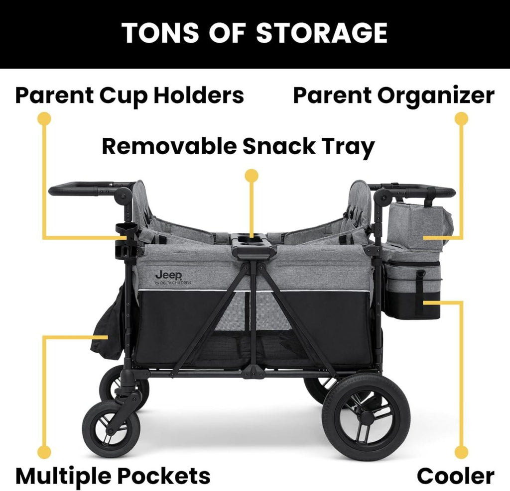 🎉High-end four-wheeled stroller with an adjustable push handle, removable sun canopy, and a fully flat folding feature（🎁Special Sale—Free Shipping）