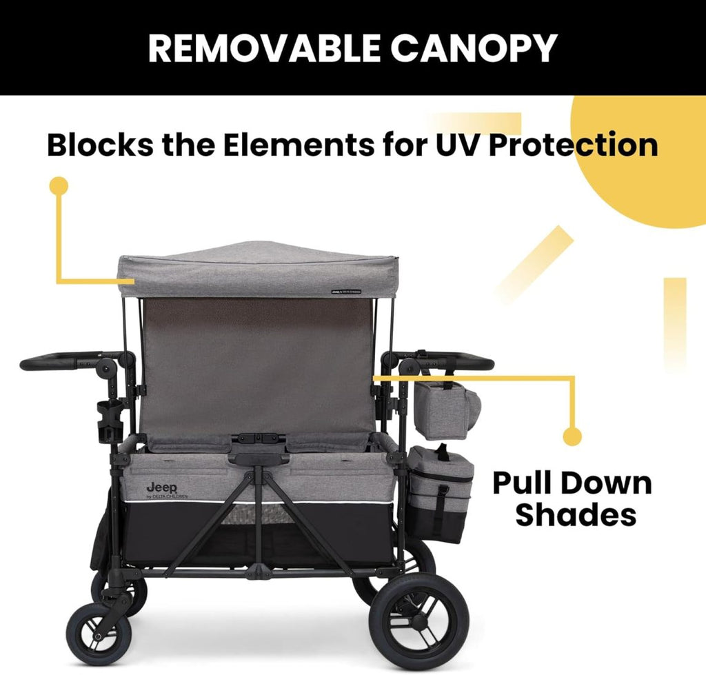 🎉High-end four-wheeled stroller with an adjustable push handle, removable sun canopy, and a fully flat folding feature（🎁Special Sale—Free Shipping）