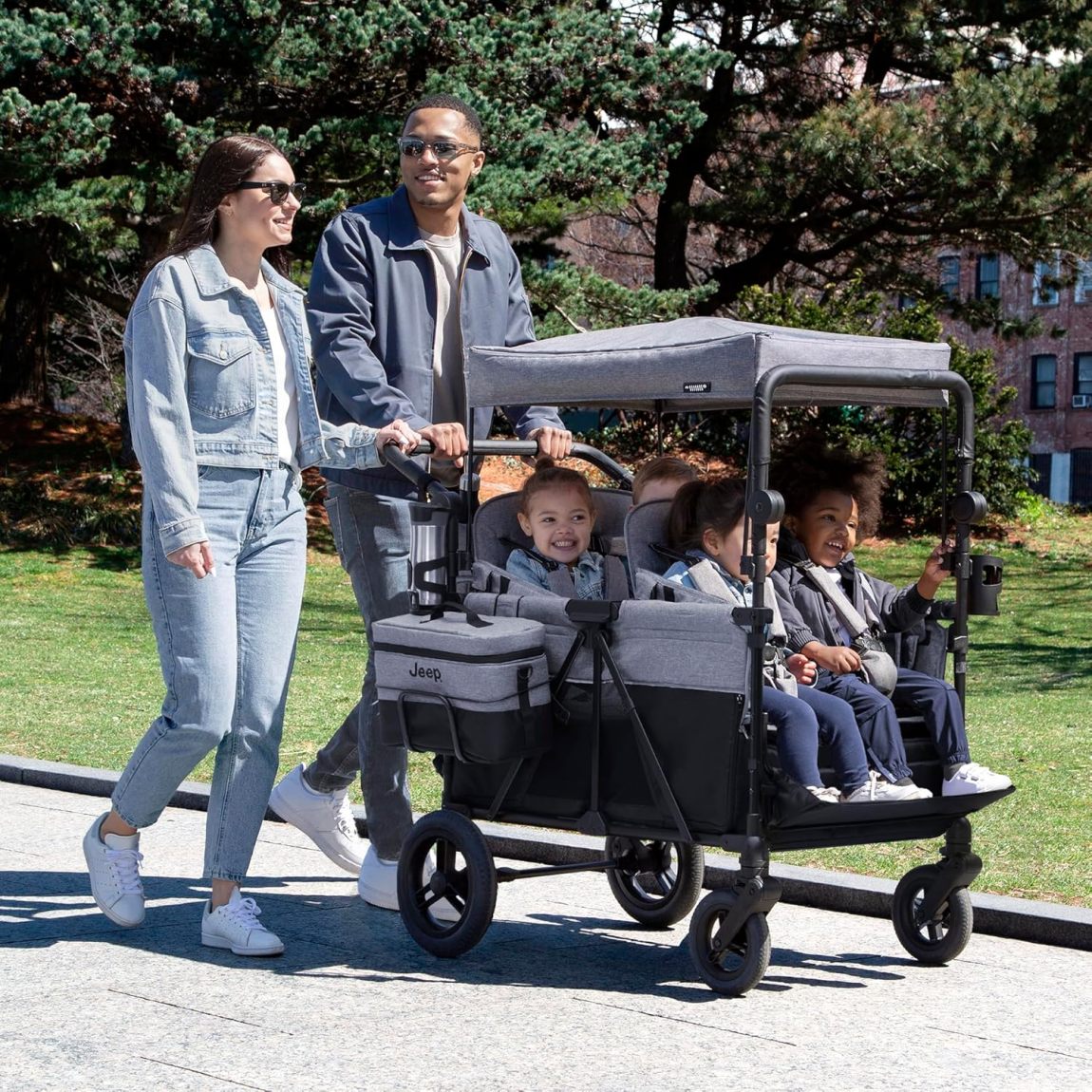 🎉High-end four-wheeled stroller with an adjustable push handle, removable sun canopy, and a fully flat folding feature（🎁Special Sale—Free Shipping）