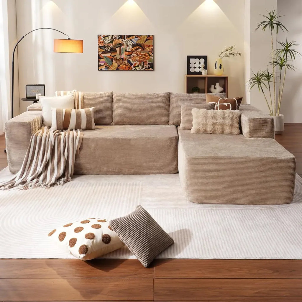 🎉Minimalist L-Shaped Upholstered Sofa（🎁Special Sale—Free Shipping）