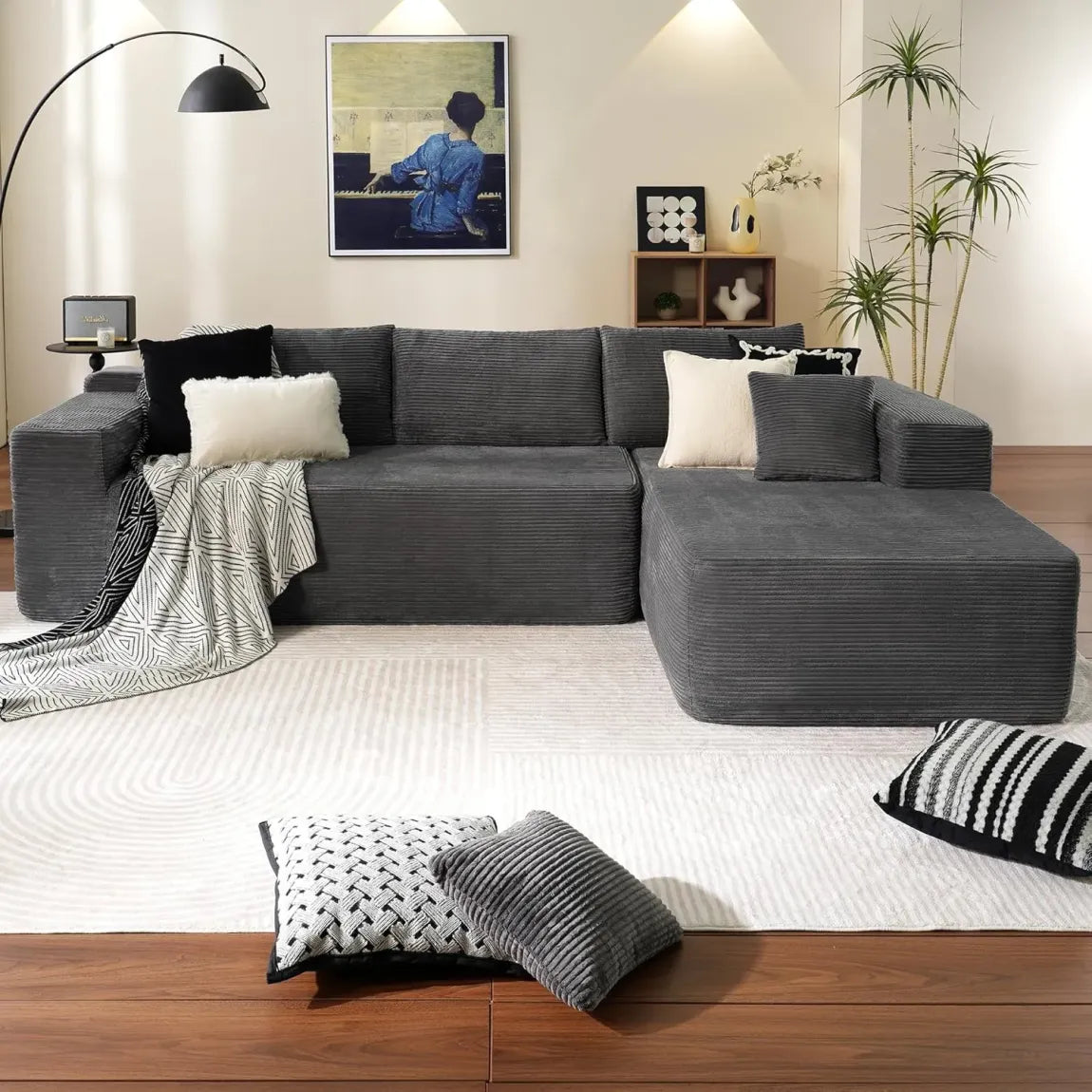 🎉Minimalist L-Shaped Upholstered Sofa（🎁Special Sale—Free Shipping）