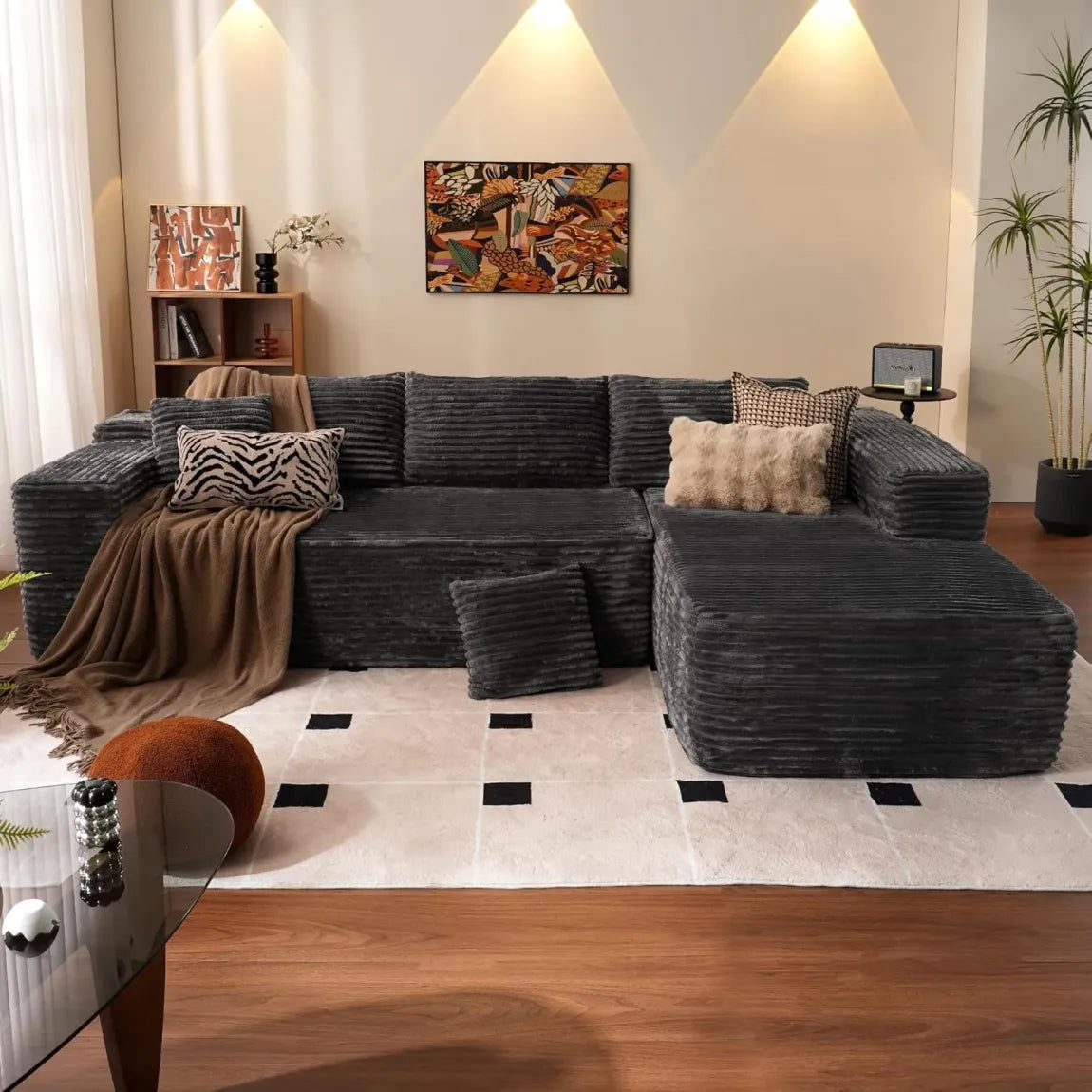 🎉Minimalist L-Shaped Upholstered Sofa（🎁Special Sale—Free Shipping）