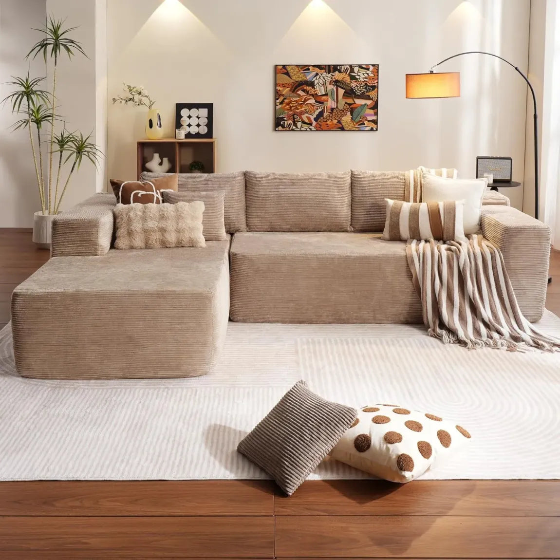 🎉Minimalist L-Shaped Upholstered Sofa（🎁Special Sale—Free Shipping）