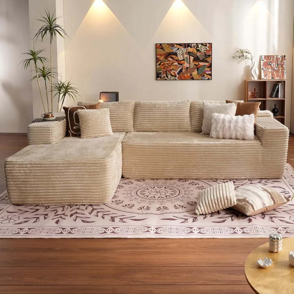 🎉Minimalist L-Shaped Upholstered Sofa（🎁Special Sale—Free Shipping）