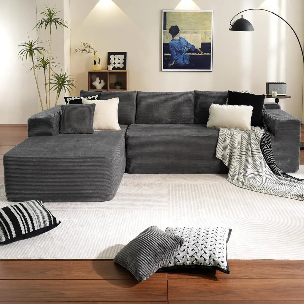 🎉Minimalist L-Shaped Upholstered Sofa（🎁Special Sale—Free Shipping）