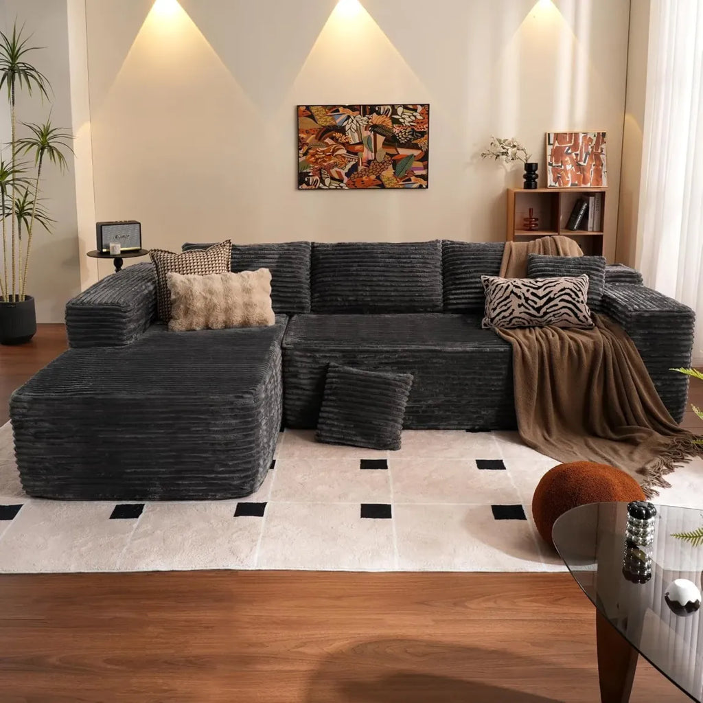 🎉Minimalist L-Shaped Upholstered Sofa（🎁Special Sale—Free Shipping）
