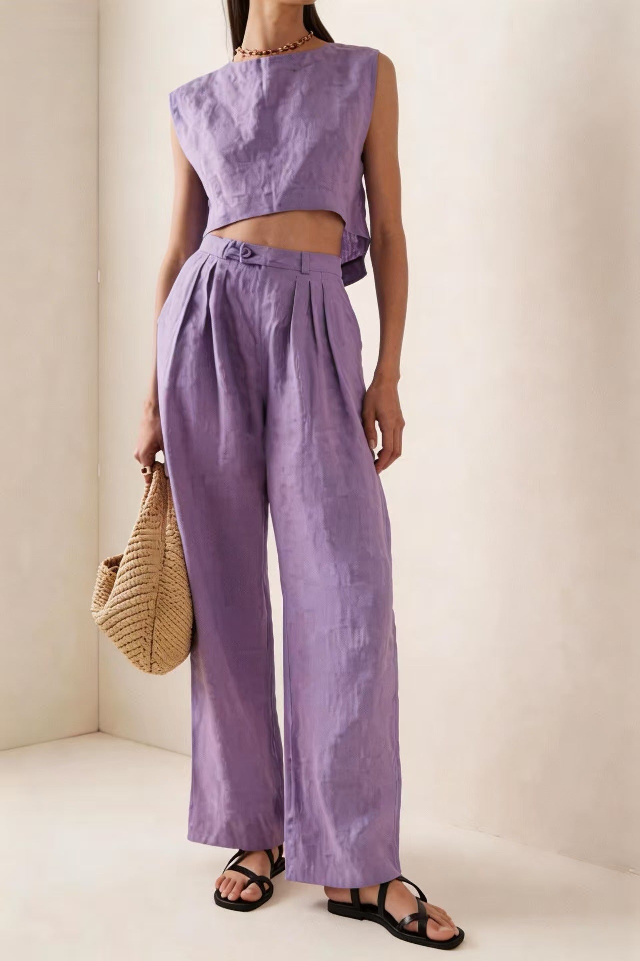 🌷Women's Crew-Neck Loose Casual Two-Piece Set – Breathable T-Shirt & Pants