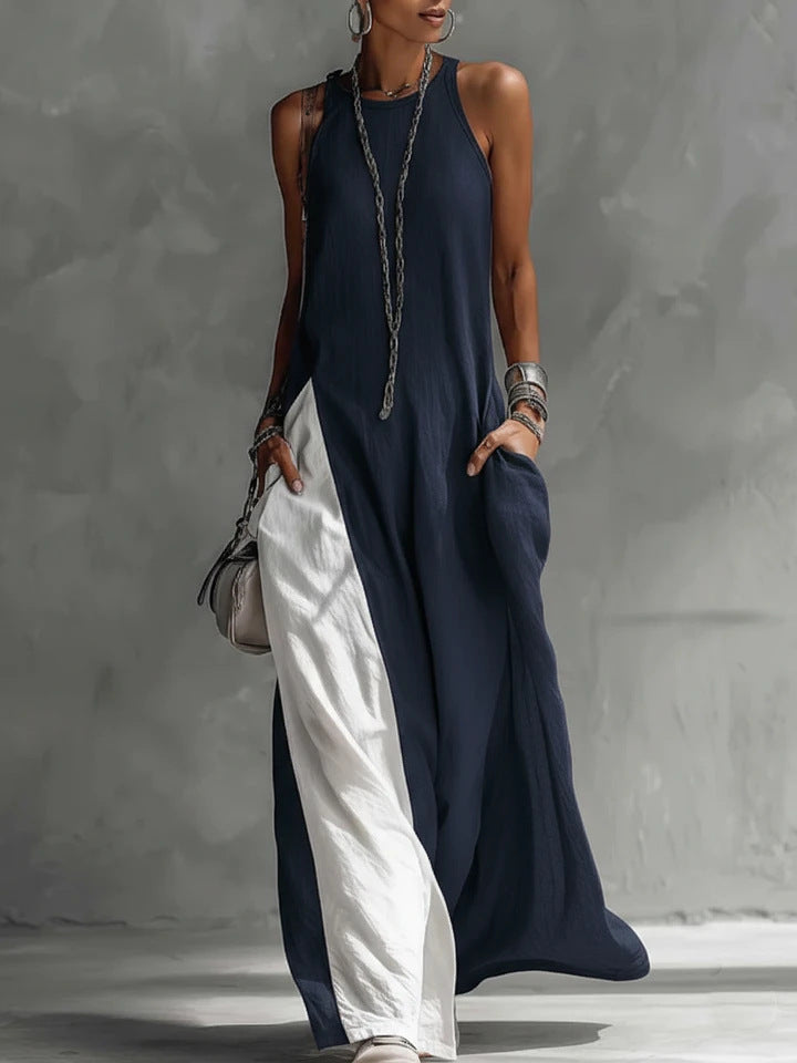 💕💕Women's Sleeveless Off-Shoulder Loose Maxi Dress with Pockets