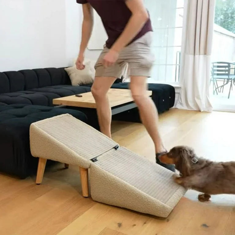 🎉2-in-1 Convertible Ottoman Dog Ramp & Step Stool — Solid Wood, Pet-Safe Design（🎁Special Sale—Free Shipping）