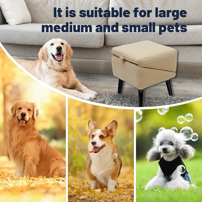 🎉2-in-1 Convertible Ottoman Dog Ramp & Step Stool — Solid Wood, Pet-Safe Design（🎁Special Sale—Free Shipping）