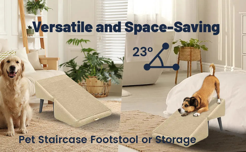 🎉2-in-1 Convertible Ottoman Dog Ramp & Step Stool — Solid Wood, Pet-Safe Design（🎁Special Sale—Free Shipping）
