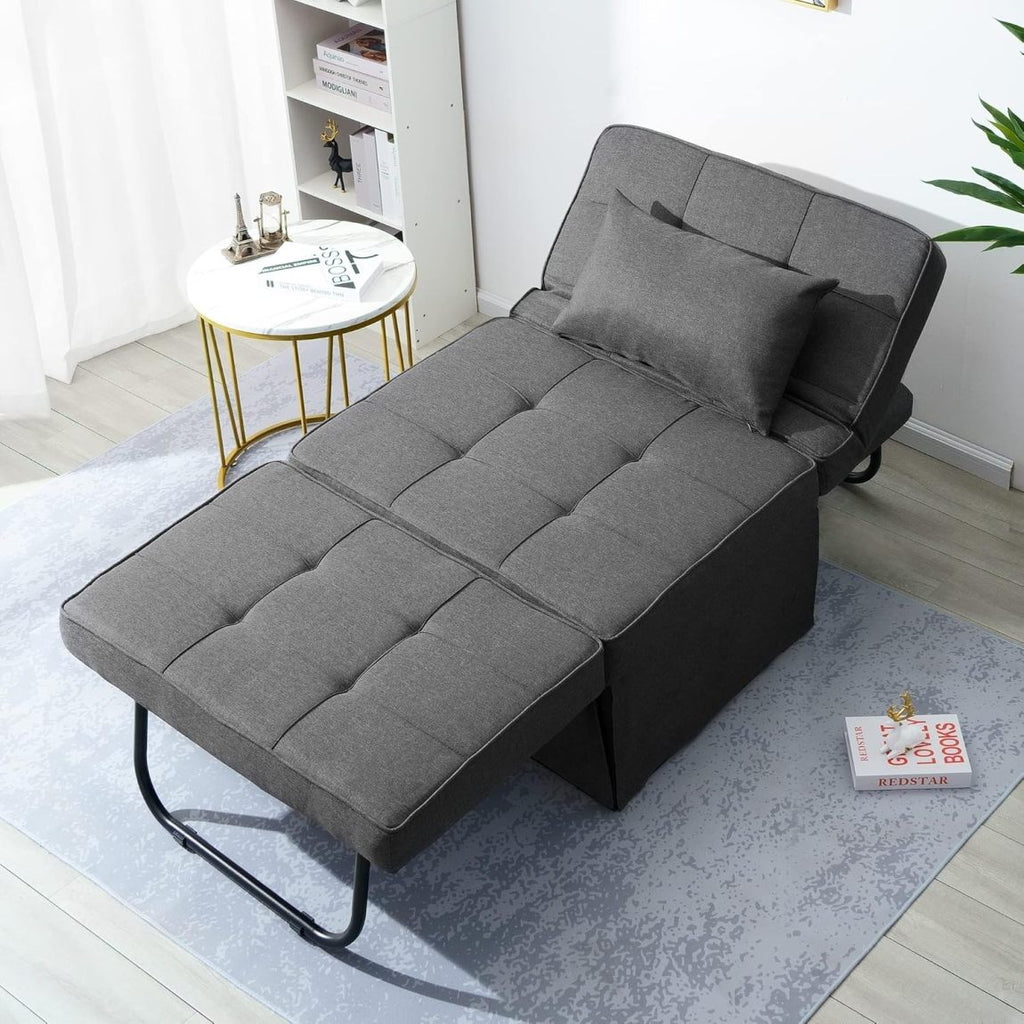 4-in-1 multifunctional folding footstool, breathable linen sofa bed, with adjustable backrest, modern convertible seat