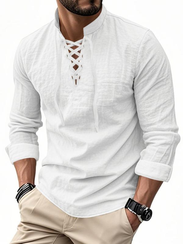 💚 Men's Linen Casual Long Sleeve Polo Shirt, Stylish New Design