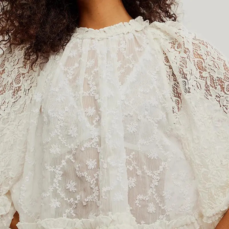 💕💕Women's Summer Lace T-Shirt with Flared Sleeves
