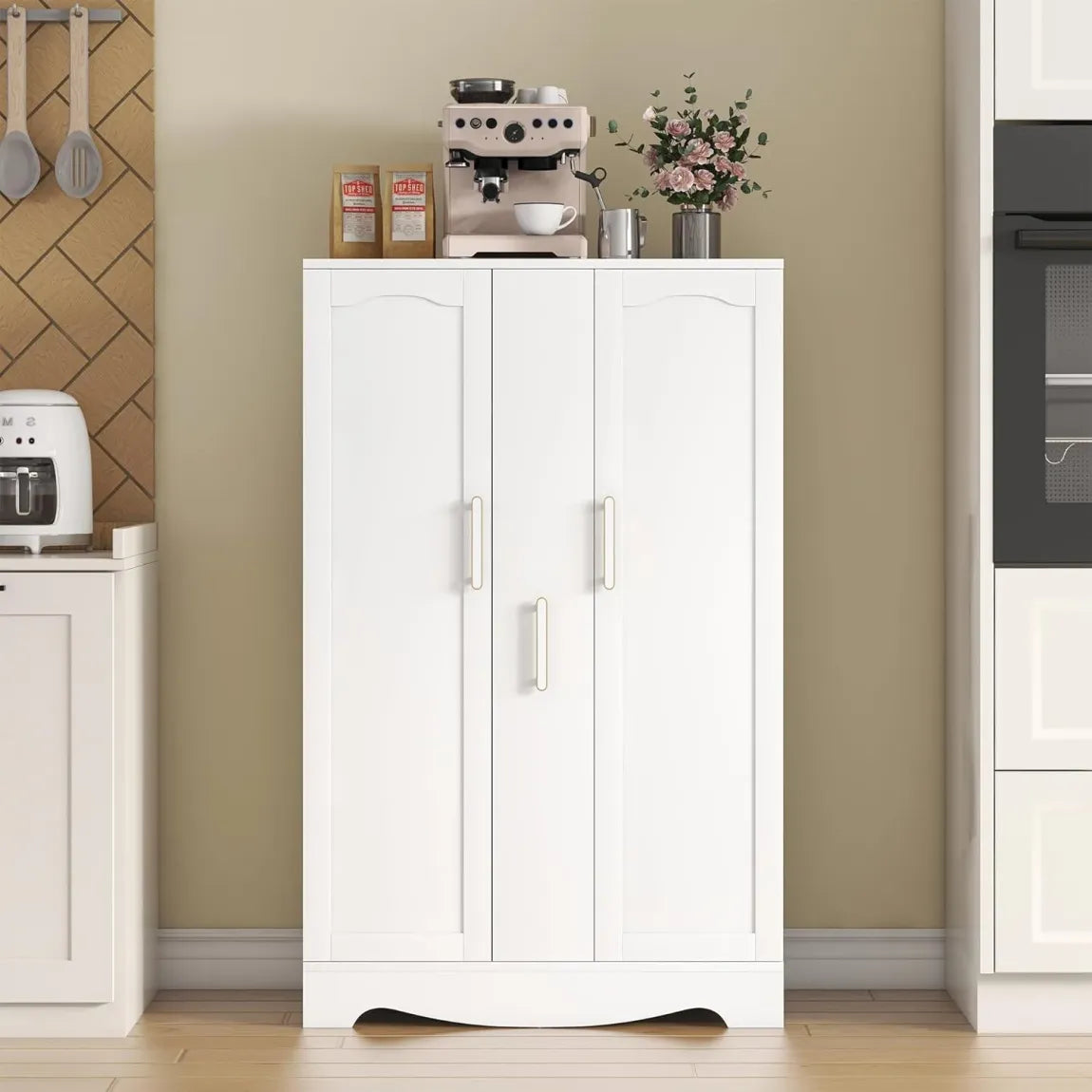 🎉47-inch kitchen sideboard with drawers and storage space with adjustable shelves（🎁Special Sale—Free Shipping）