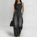 💕💕Women’s High-Waisted Sleeveless Denim Jumpsuit