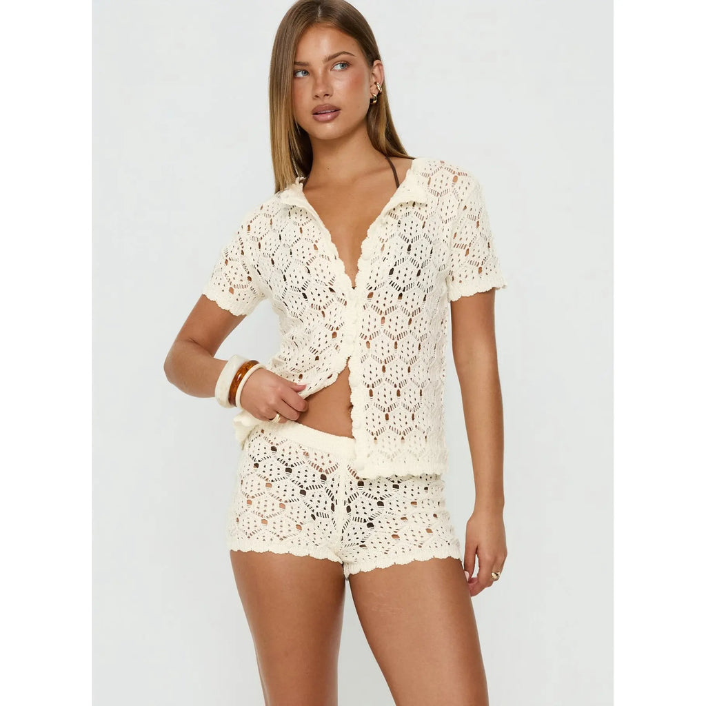 💕💕Sun Still Shines Crochet Set White - Stylish & Comfy