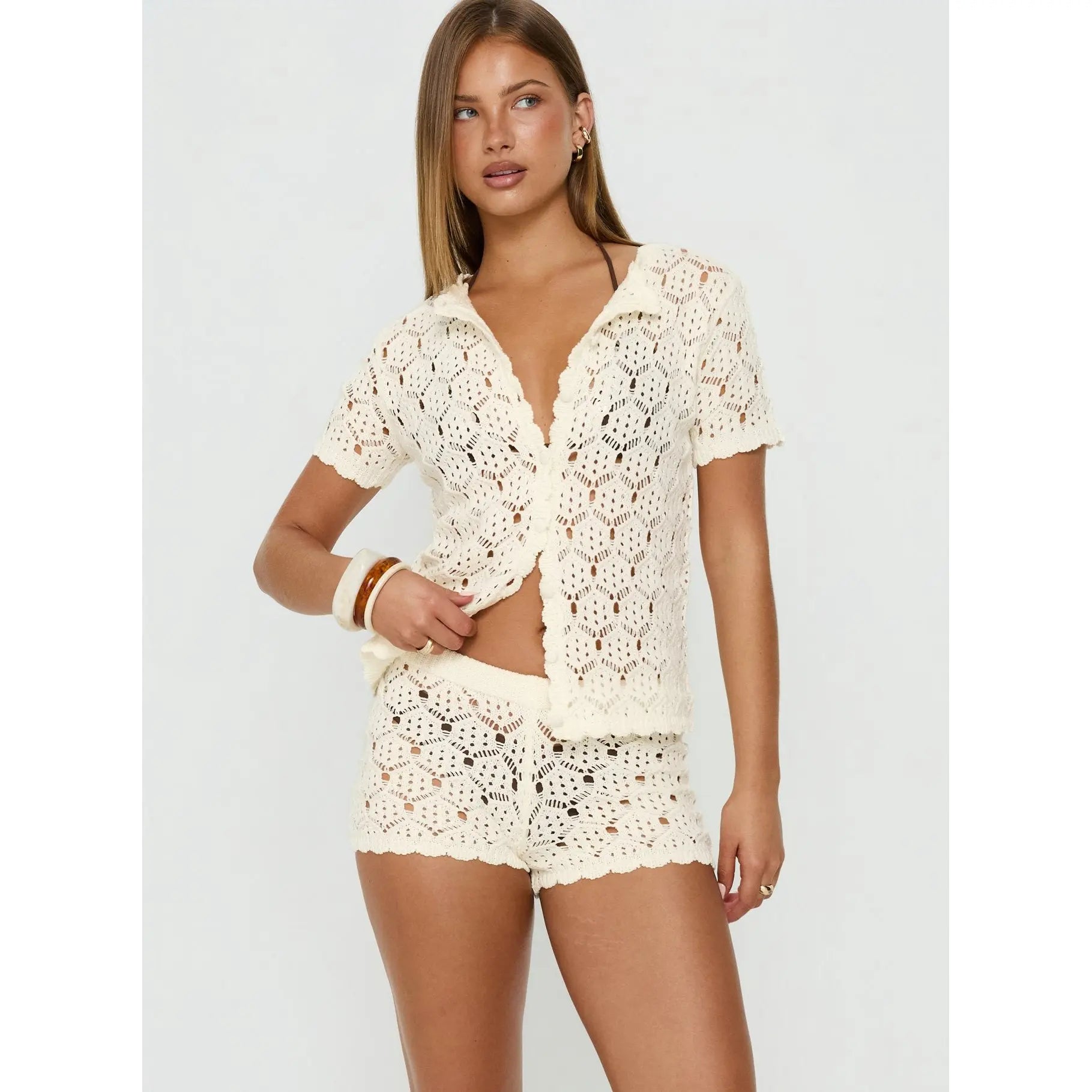 💕💕Sun Still Shines Crochet Set White - Stylish & Comfy