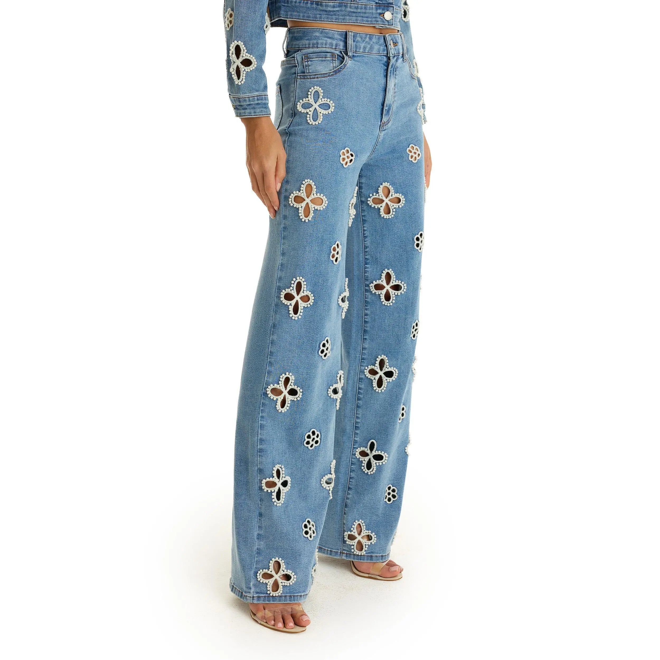 💕💕2026 Hot Sale Kaia Pearl High Rise Jean - Medium Blue