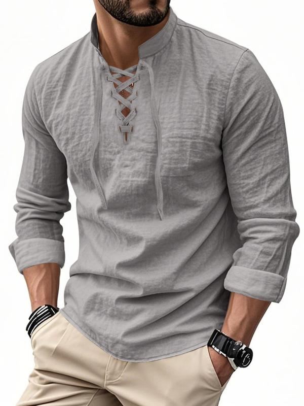 💚 Men's Linen Casual Long Sleeve Polo Shirt, Stylish New Design