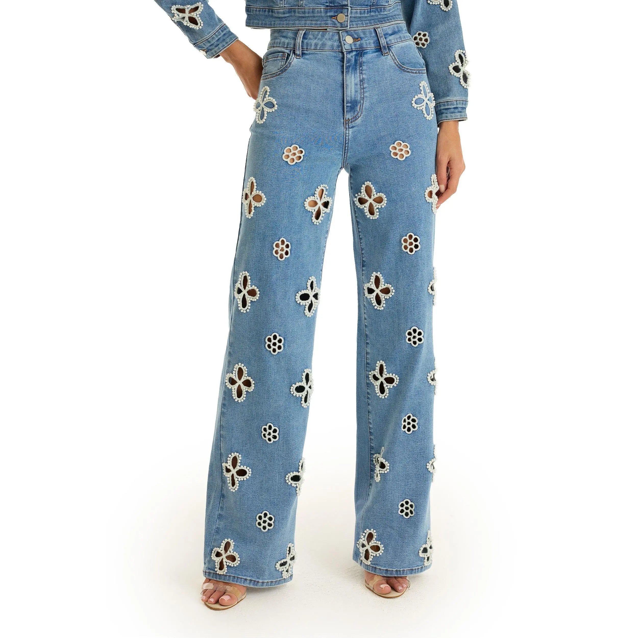 💕💕2026 Hot Sale Kaia Pearl High Rise Jean - Medium Blue