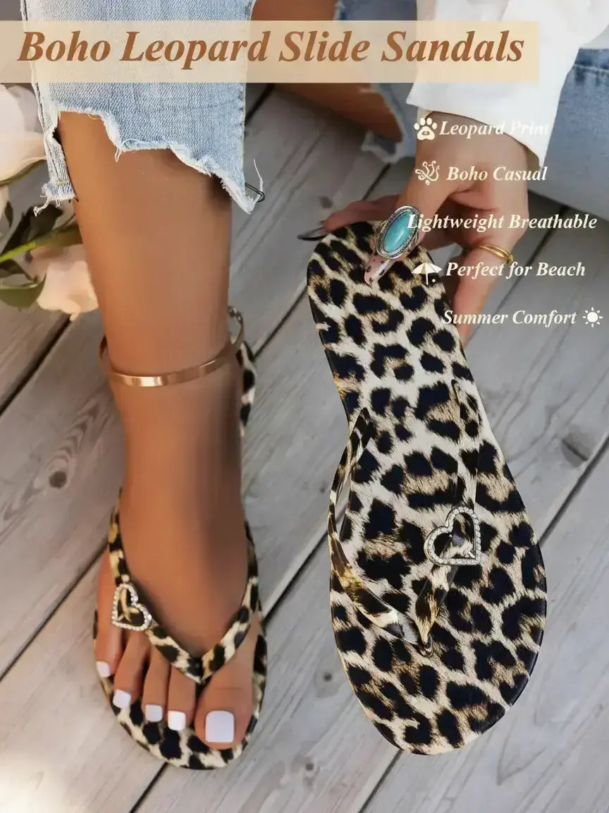 💕💕On Sale Now Women's Leopard Print Slides - Casual Summer Sandals