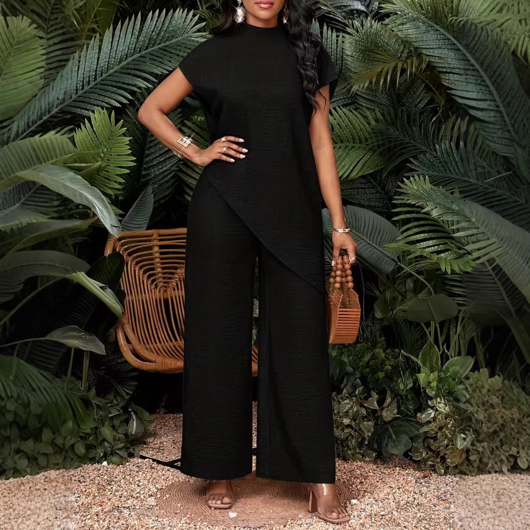 🌷Asymmetrical Sleeveless Top & Pants Set – Women’s Two-Piece