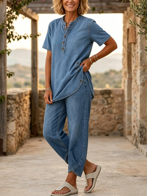 Women‘s Short-sleeve denim Two-piece set