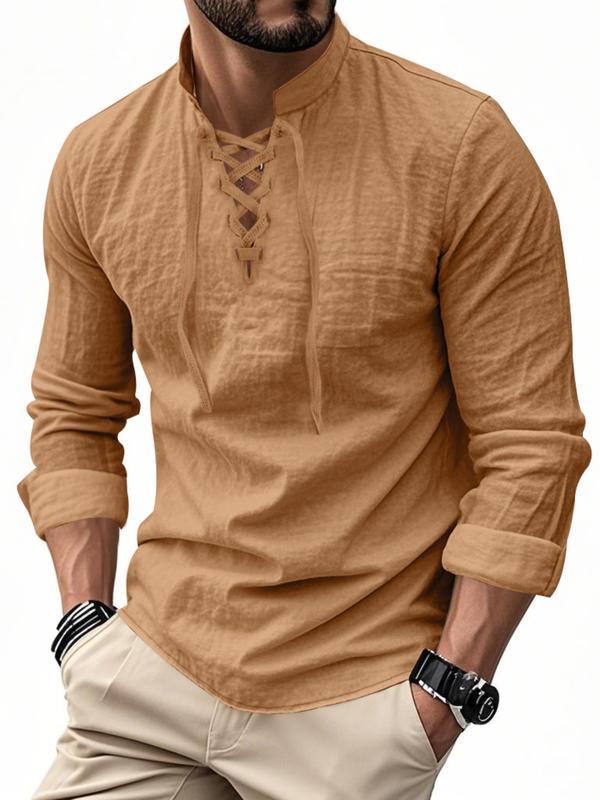 💚 Men's Linen Casual Long Sleeve Polo Shirt, Stylish New Design