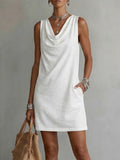 🌷Draped-neck sleeveless pure cotton dress