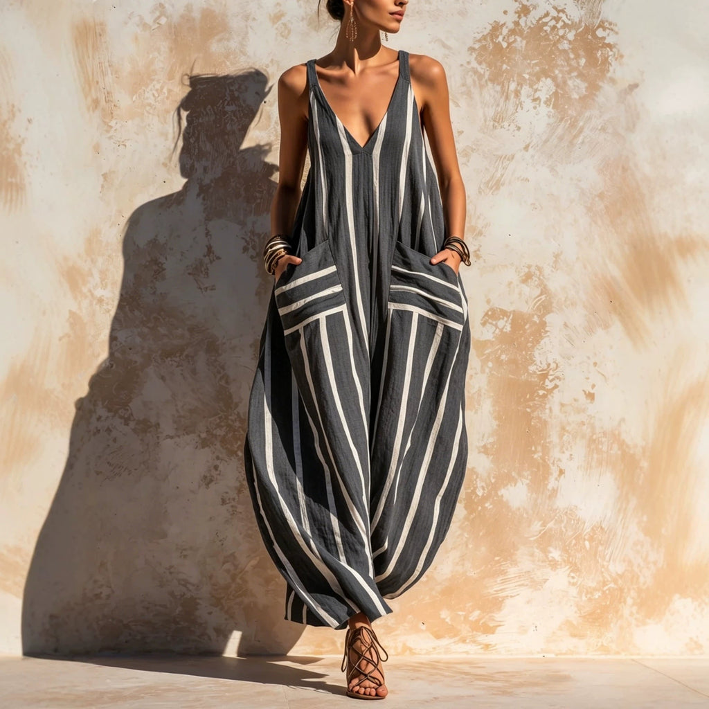 🌷🌷Relaxed Linen-Blend Jumpsuit