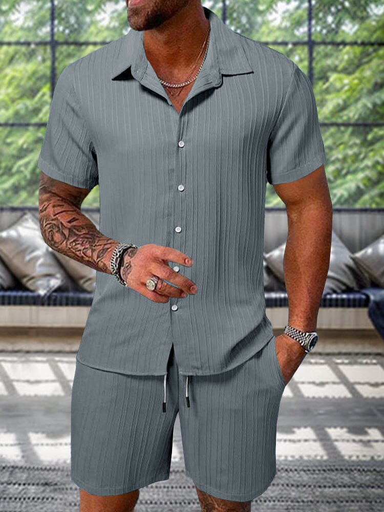 💚Leisure Textured Shirt Set