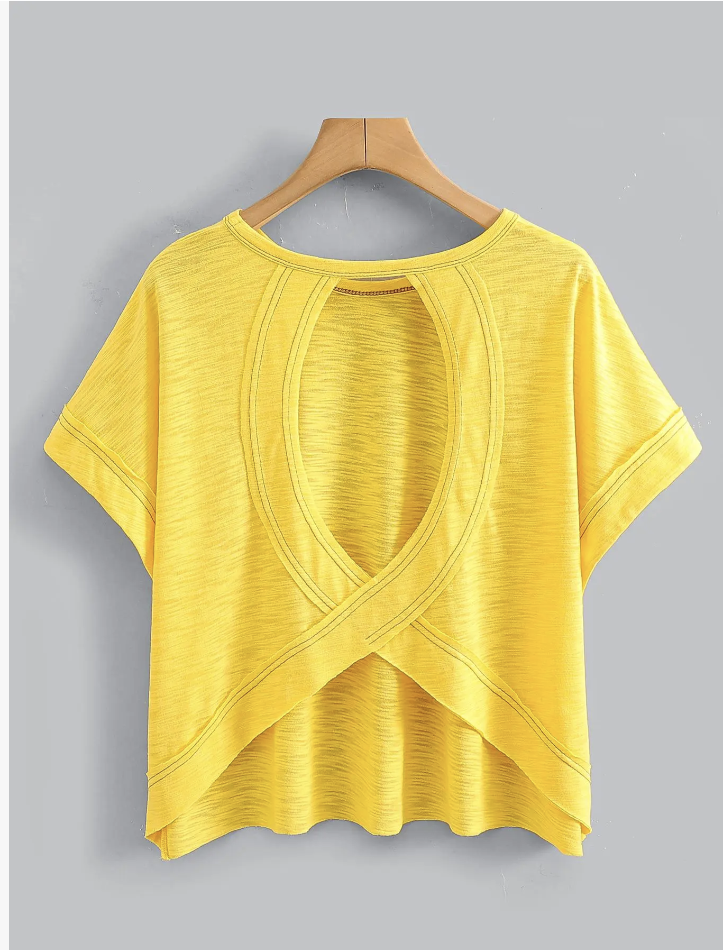 Last Day Save 49% ⏰🎉Women's Cut Out Batwing Sleeve Tee - Asymmetrical Hem
