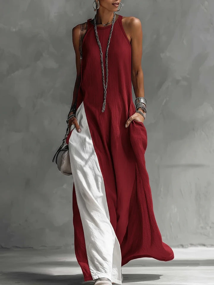 💕💕Women's Sleeveless Off-Shoulder Loose Maxi Dress with Pockets
