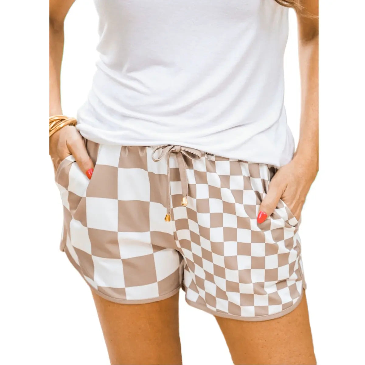 Last Day Save 49% ⏰🎉Znacicc Women's Checkered Drawstring Casual Shorts