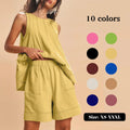 💕💕50% OFF🔥Women's Cotton Two Piece Outfit - A-Line Tank & High-Waist Shorts