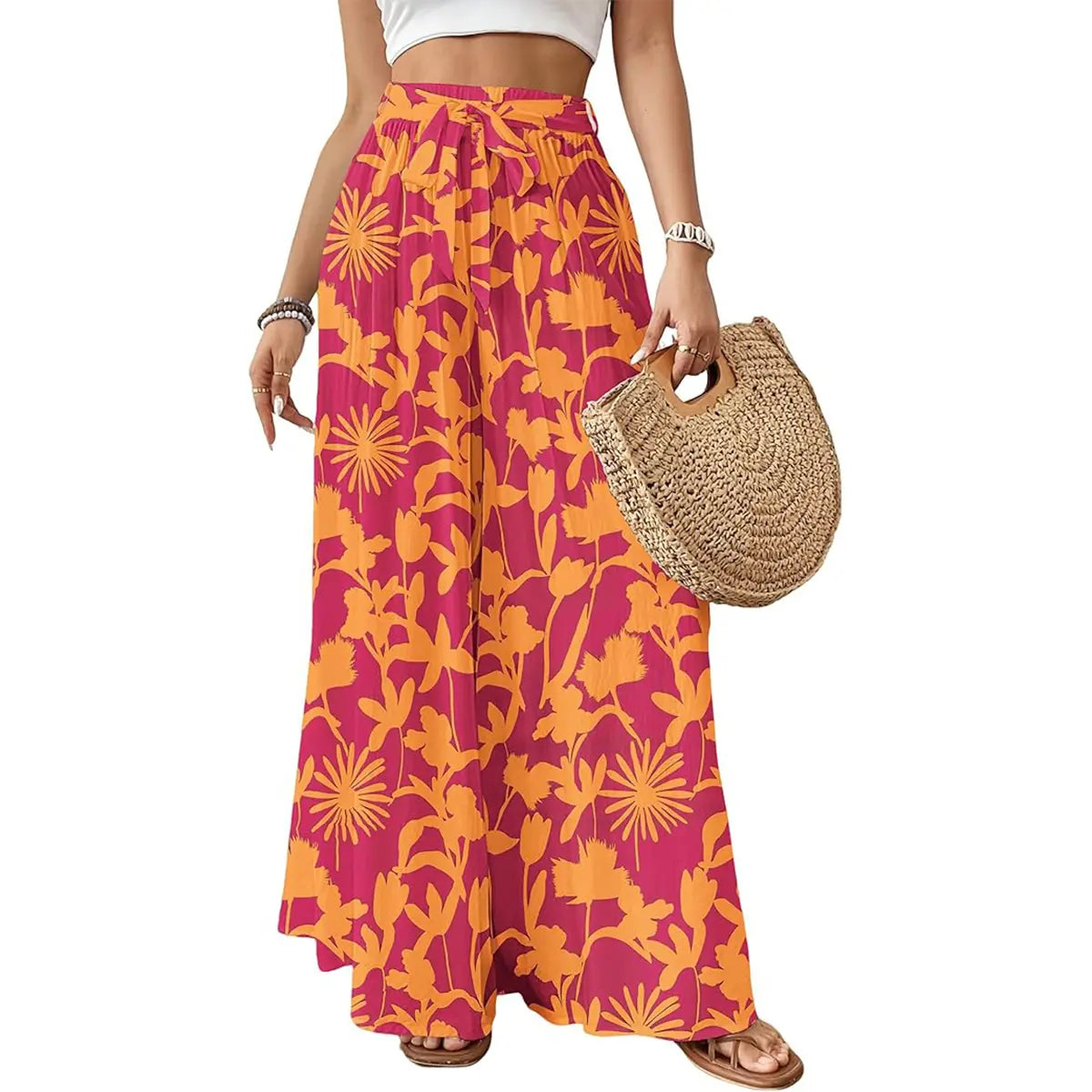 💕💕🌸 SALE Bsubseach Women's Floral Wide Leg Pants 🌸
